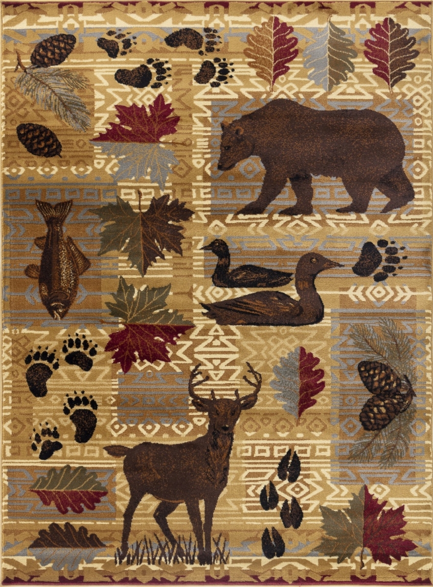 5 ft. 3 in. x 7 ft. 3 in. Cabin Life Lodge Machine Made Rectangle Rug, Beige