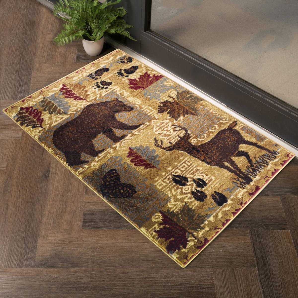 2 x 3 ft. Cabin Life Lodge Machine Made Rectangle Rug, Beige
