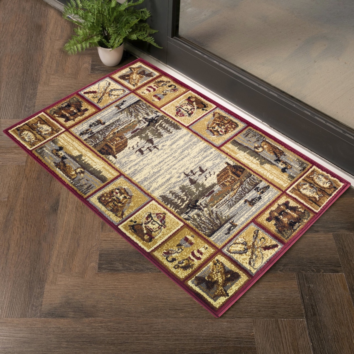 CBL3003 2x3 2 x 3 ft. Cabin Life Lodge Machine Made Rectangle Rug, Red
