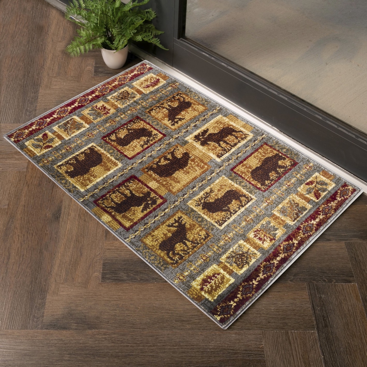 2 x 3 ft. Cabin Life Lodge Machine Made Rectangle Rug, Blue