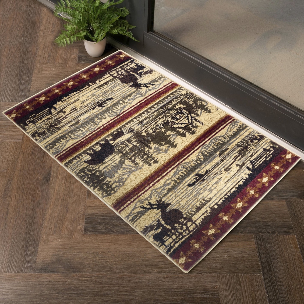2 x 3 ft. Cabin Life Lodge Machine Made Rectangle Rug, Cream