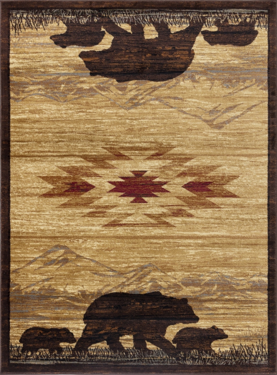 5 ft. 3 in. x 7 ft. 3 in. Cabin Life Lodge Machine Made Rectangle Rug, Beige