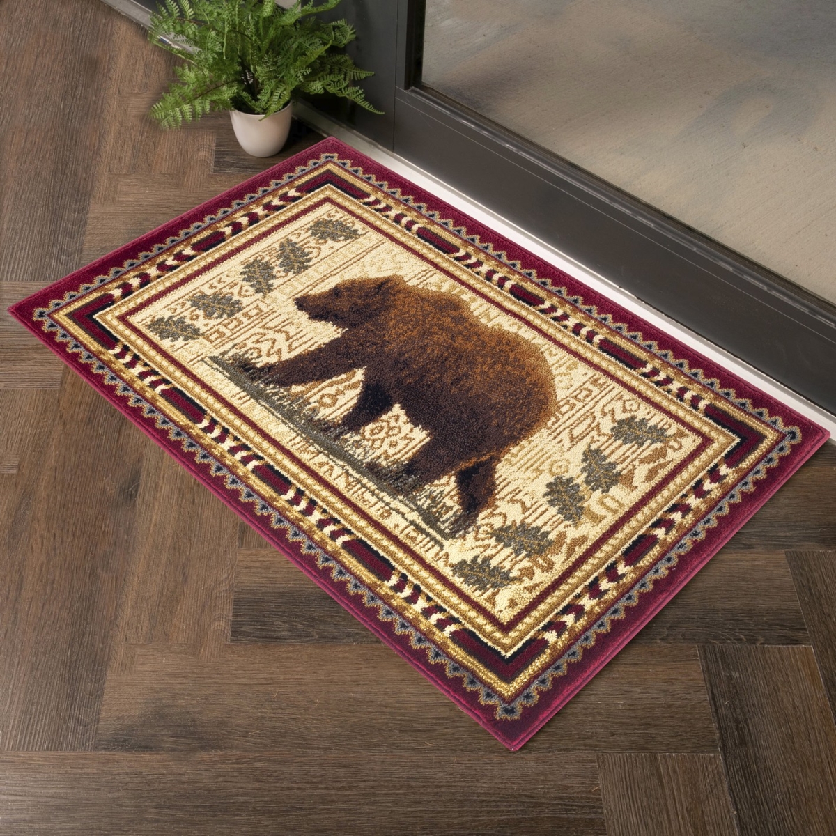 2 x 3 ft. Cabin Life Lodge Machine Made Rectangle Rug, Red
