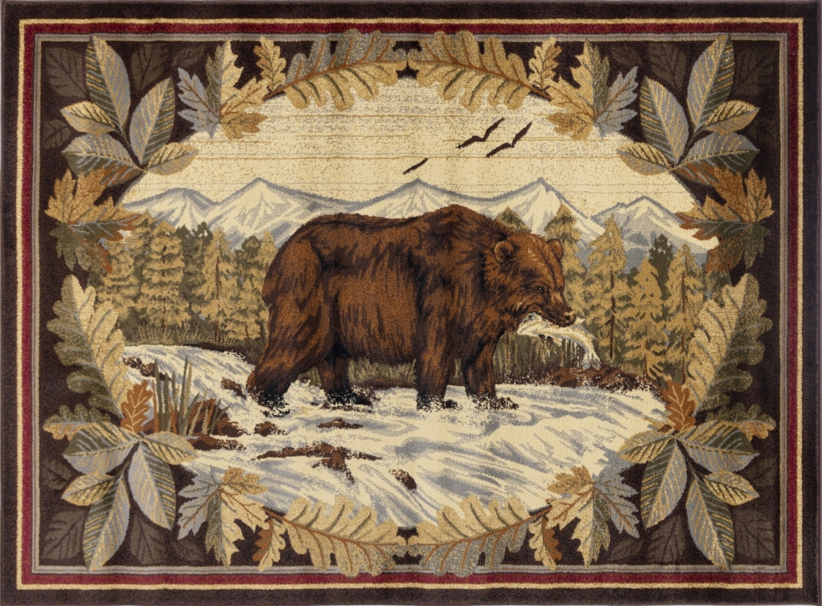 7 ft. 10 in. x 10 ft. 3 in. Cabin Life Lodge Machine Made Rectangle Rug, Brown