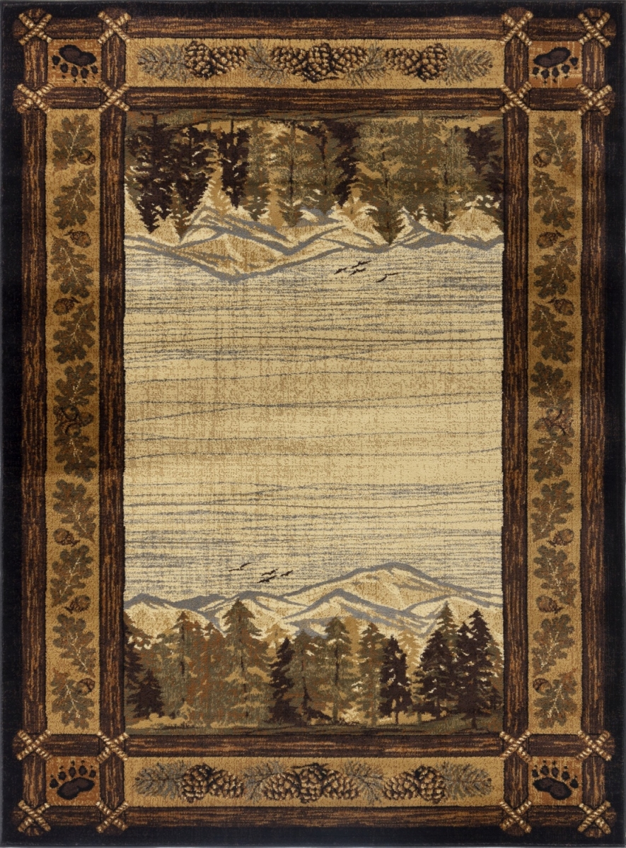 5 ft. 3 in. x 7 ft. 3 in. Cabin Life Lodge Machine Made Rectangle Rug, Black