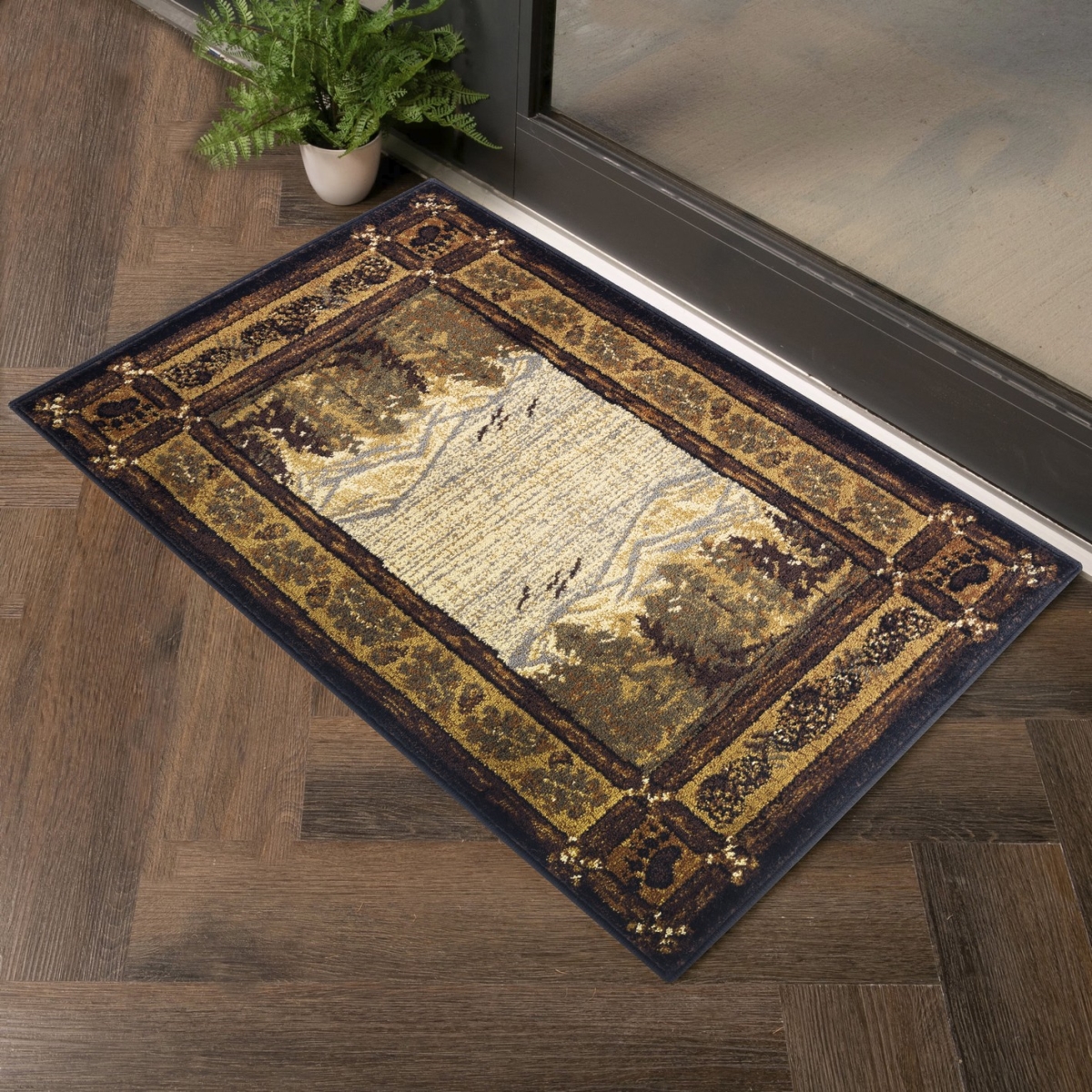 2 x 3 ft. Cabin Life Lodge Machine Made Rectangle Rug, Black