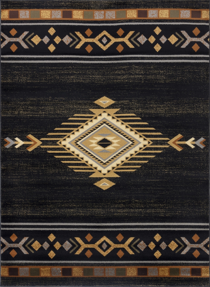 7 ft. 10 in. x 10 ft. 3 in. Yellowstone Southwest Machine Made Rectangle Rug, Black