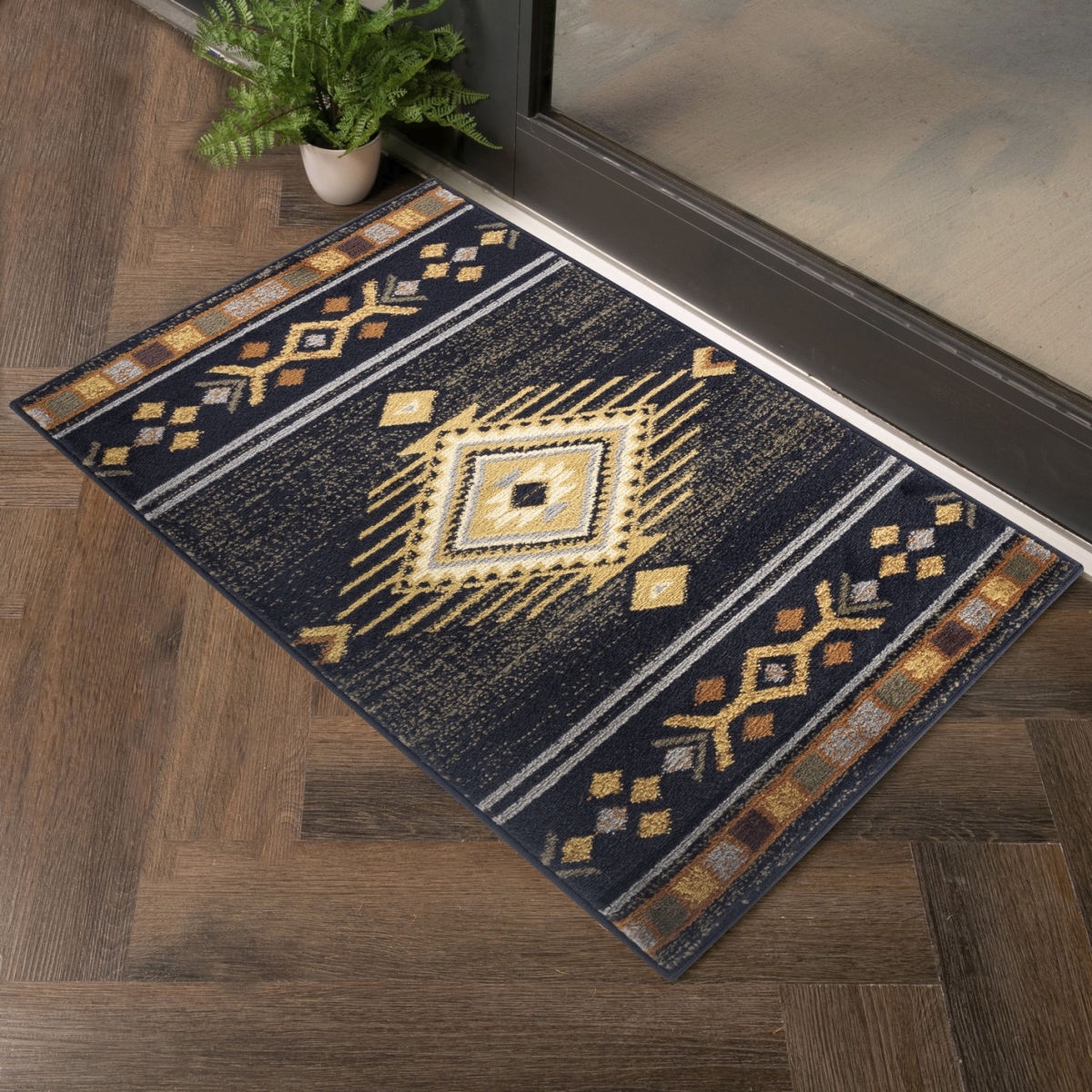 2 x 3 ft. Yellowstone Southwest Machine Made Rectangle Rug, Black
