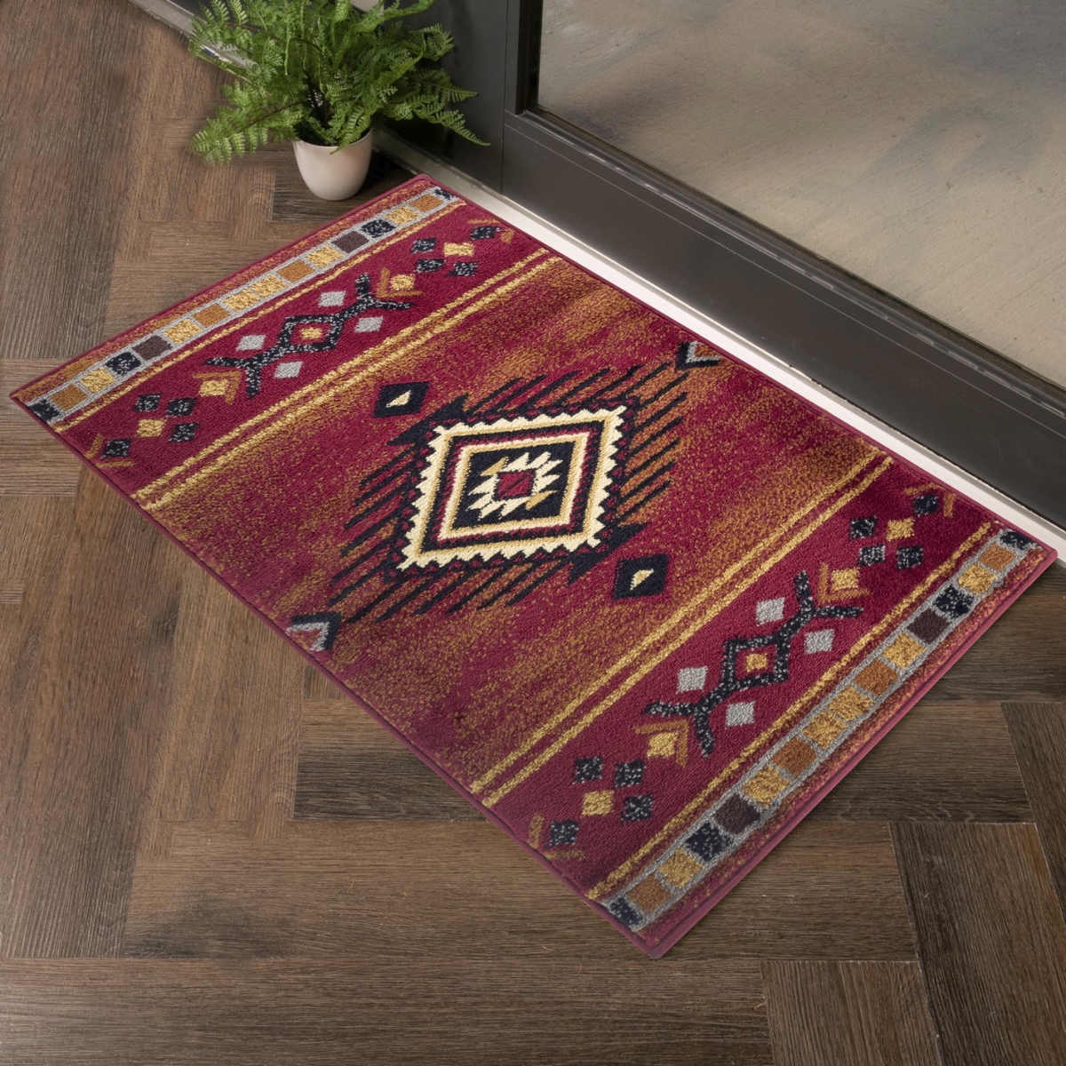 2 x 3 ft. Yellowstone Southwest Machine Made Rectangle Rug, Red