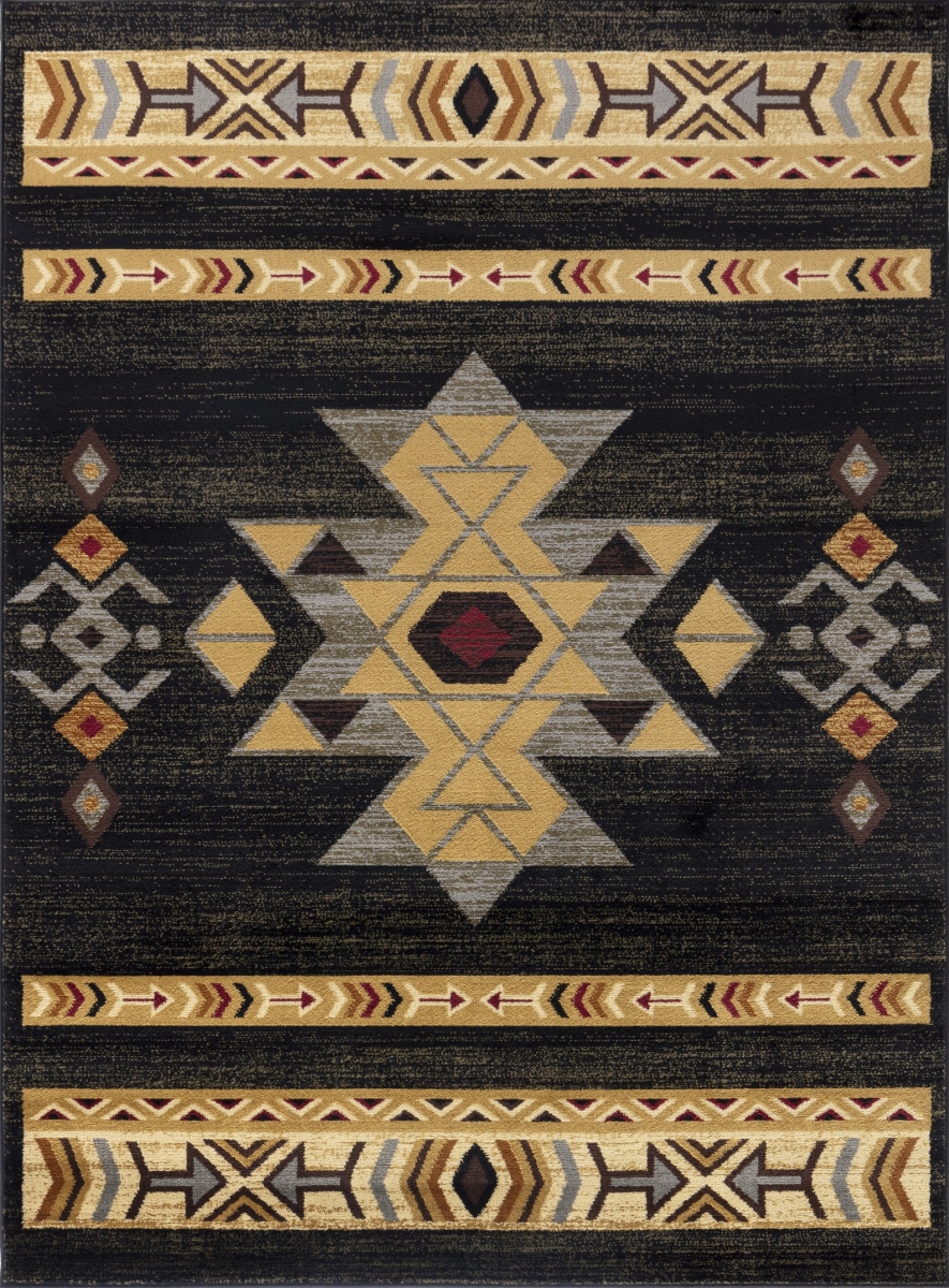 5 ft. 3 in. x 7 ft. 3 in. Yellowstone Southwest Machine Made Rectangle Rug, Black
