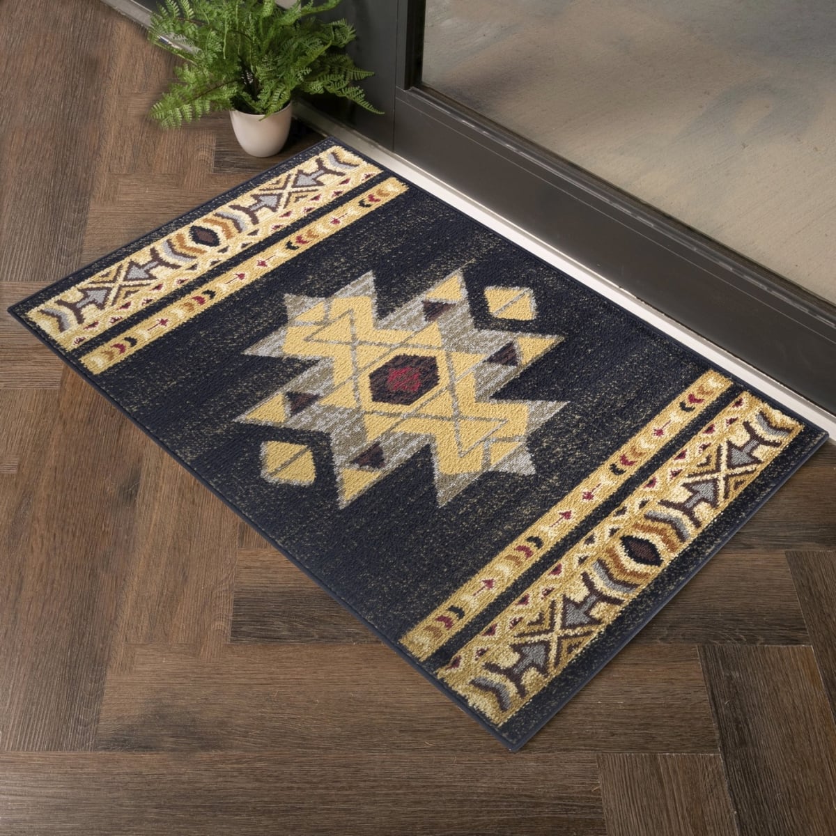 2 x 3 ft. Yellowstone Southwest Machine Made Rectangle Rug, Black