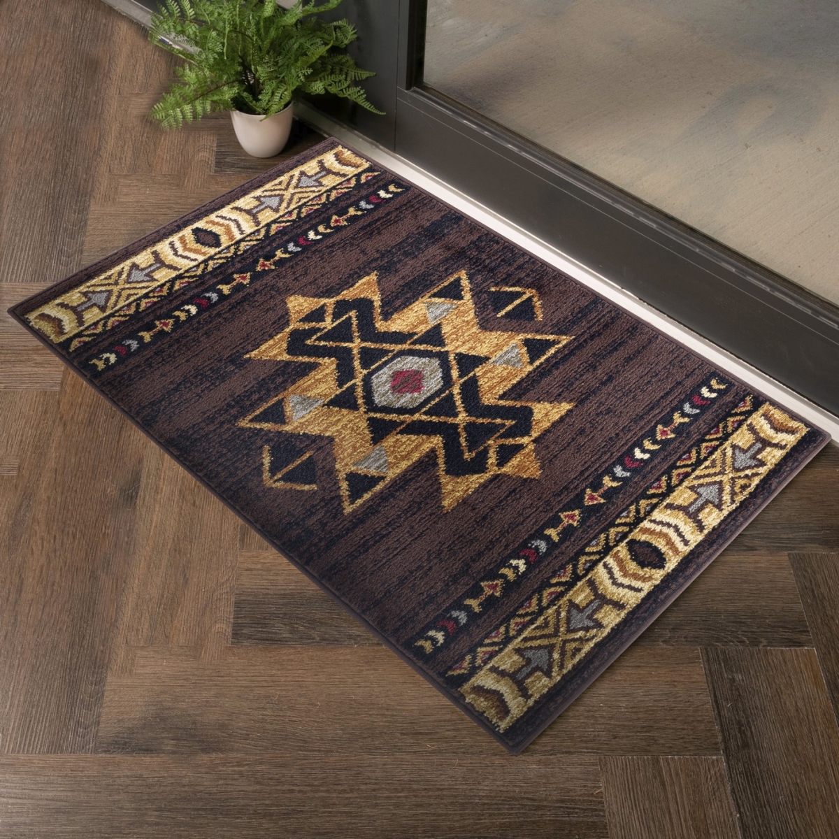 2 x 3 ft. Yellowstone Southwest Machine Made Rectangle Rug, Brown