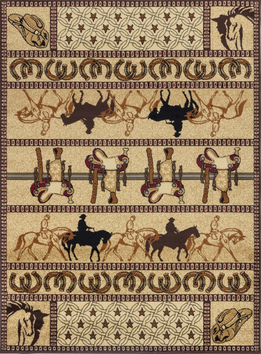 5 ft. 3 in. x 7 ft. 3 in. Yellowstone Western Machine Made Rectangle Rug, Beige