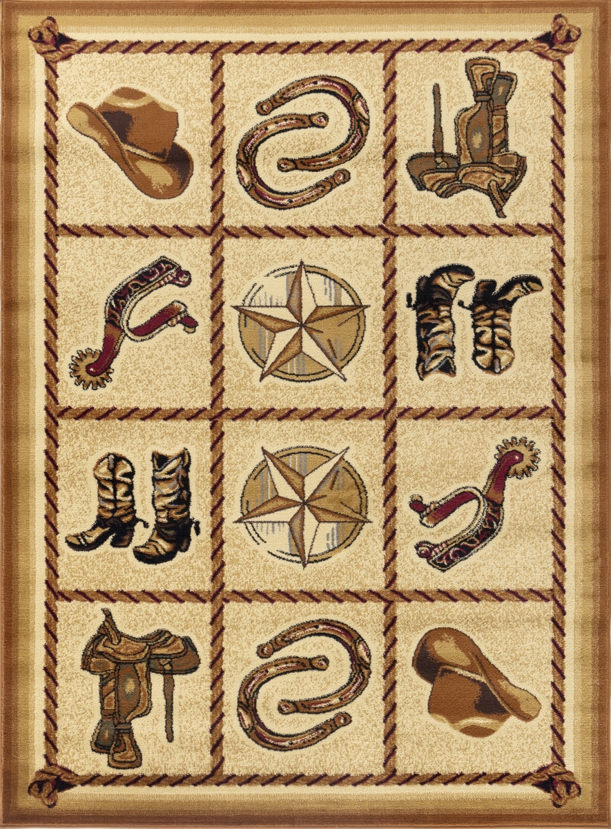 YLS4010 8x10 7 ft. 10 in. x 10 ft. 3 in. Yellowstone Western Machine Made Rectangle Rug, Beige