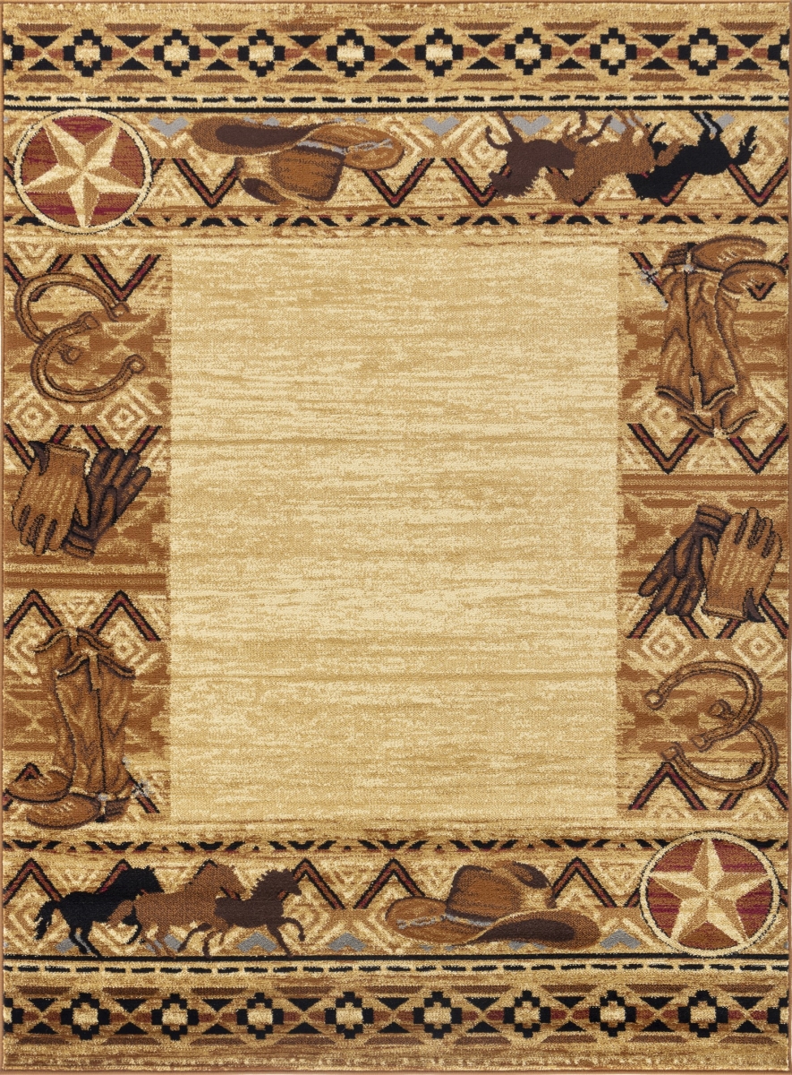 5 ft. 3 in. x 7 ft. 3 in. Yellowstone Western Machine Made Rectangle Rug, Beige
