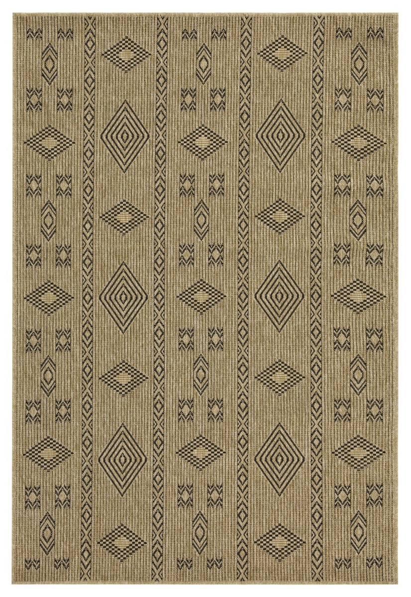 NTL1001 5x7 5 ft. 3 in. x 7 ft. 3 in. Natural Living Jute Indoor & Outdoor Flat Weave Rectangle Area Rug, Black