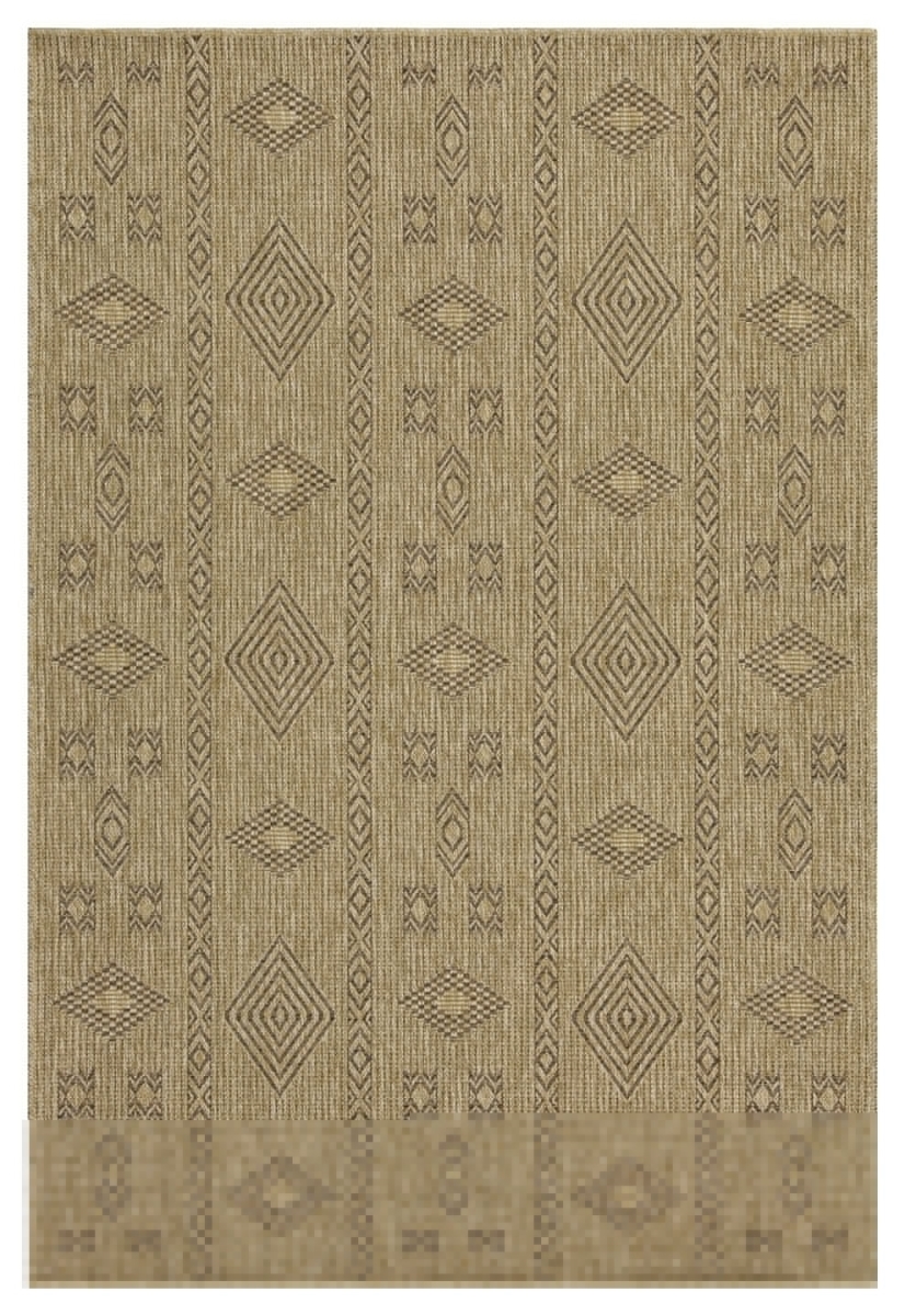NTL1002 5x7 5 ft. 3 in. x 7 ft. 3 in. Natural Living Jute Indoor & Outdoor Flat Weave Rectangle Area Rug - Mocha, Natural & Light Brown