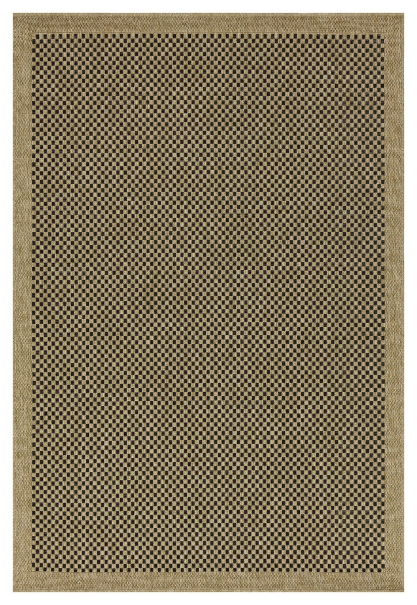 NTL1003 5x7 5 ft. 3 in. x 7 ft. 3 in. Natural Living Jute Indoor & Outdoor Flat Weave Rectangle Area Rug, Black