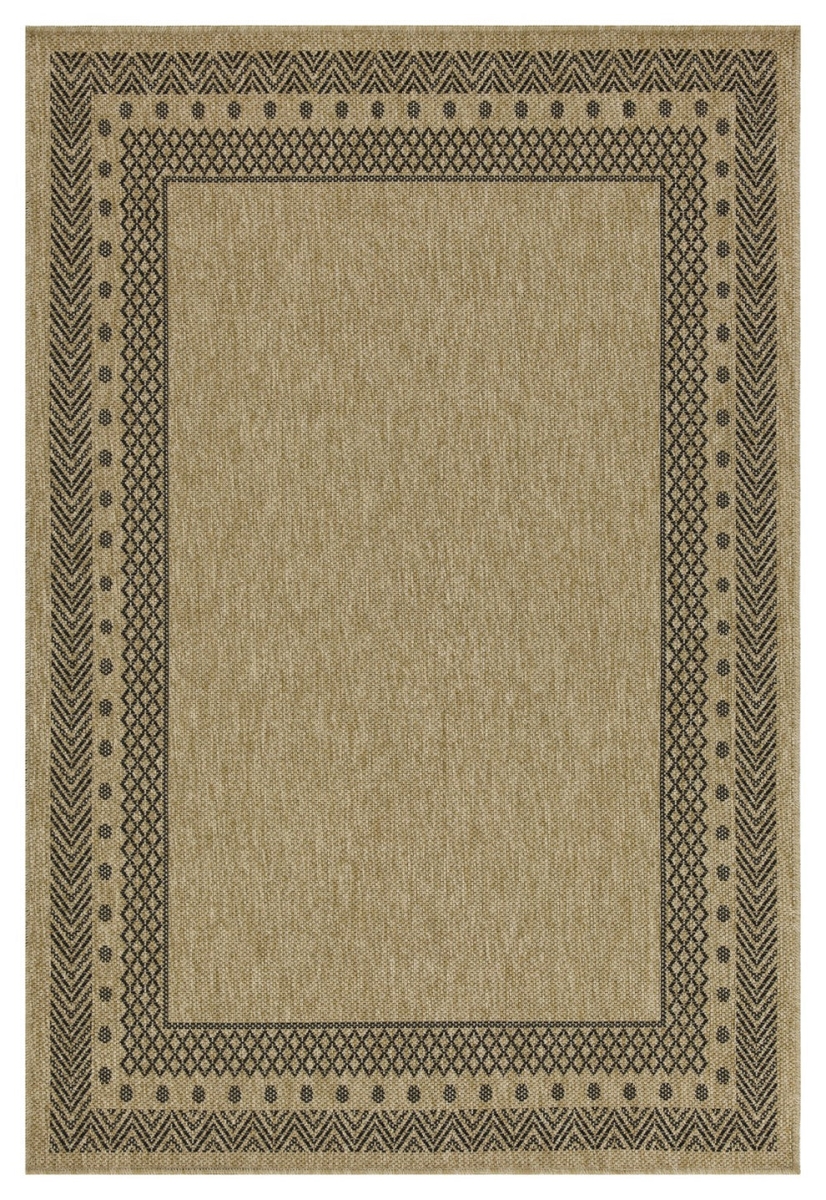 NTL1006 5x7 5 ft. 3 in. x 7 ft. 3 in. Natural Living Jute Indoor & Outdoor Flat Weave Rectangle Area Rug, Black