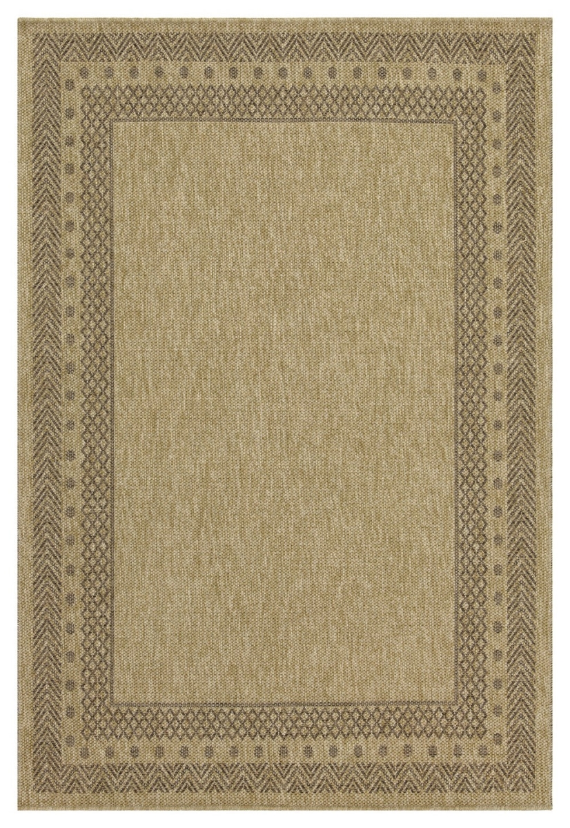 NTL1007 5x7 5 ft. 3 in. x 7 ft. 3 in. Natural Living Jute Indoor & Outdoor Flat Weave Rectangle Area Rug - Mocha, Natural & Light Brown