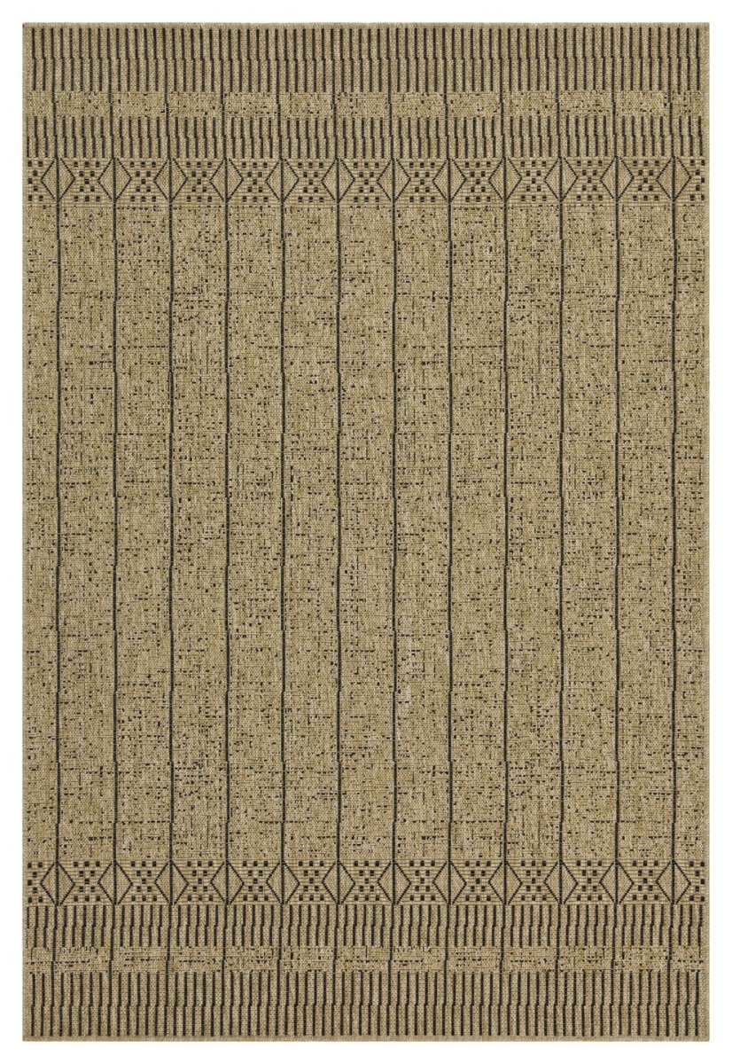 NTL1008 5x7 5 ft. 3 in. x 7 ft. 3 in. Natural Living Jute Indoor & Outdoor Flat Weave Rectangle Area Rug, Black