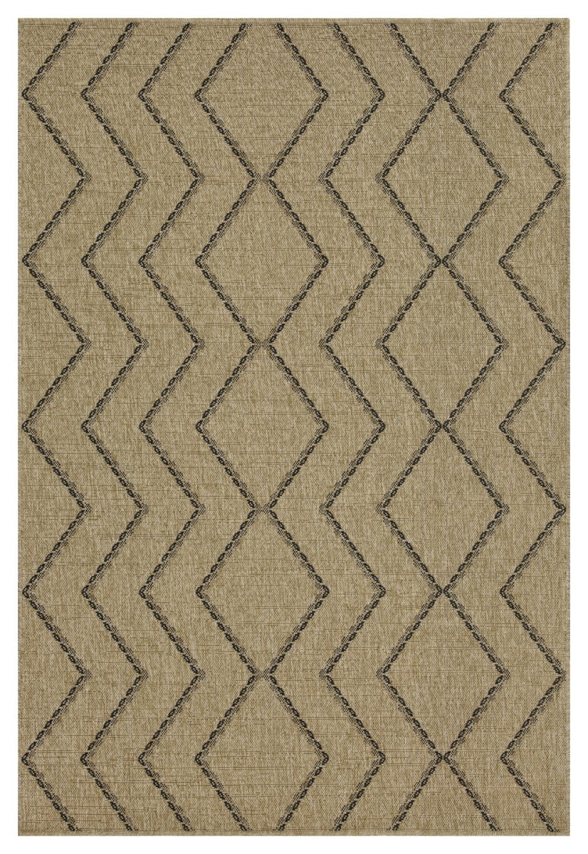 NTL1010 5x7 5 ft. 3 in. x 7 ft. 3 in. Natural Living Jute Indoor & Outdoor Flat Weave Rectangle Area Rug, Black
