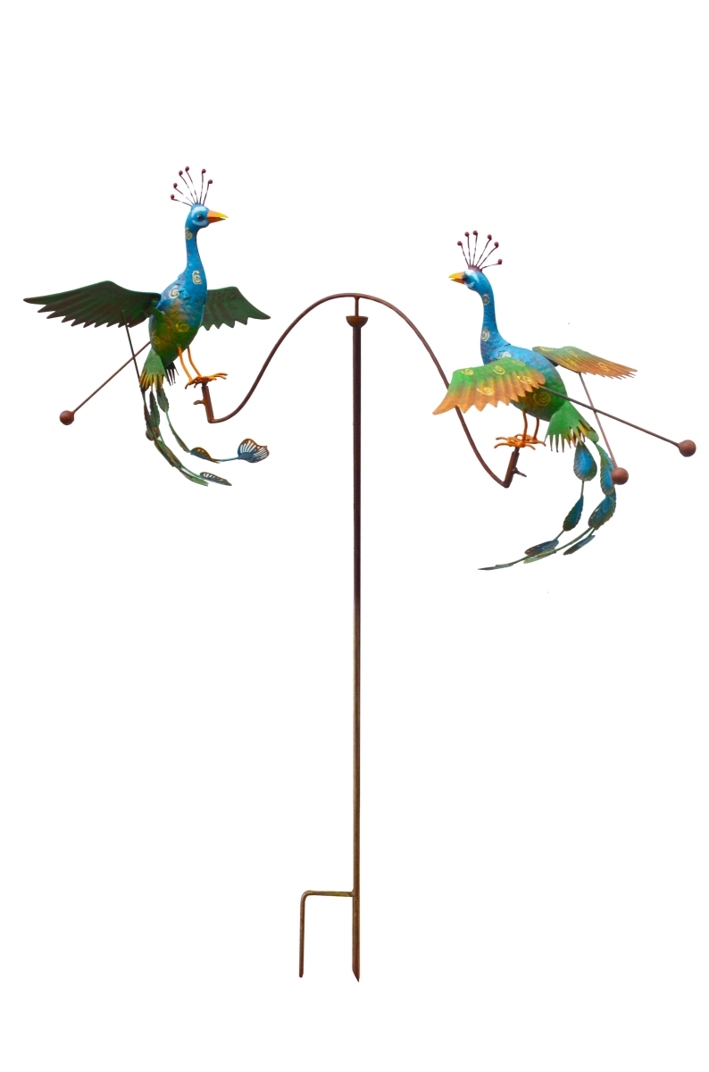 Kinetic Metal Double Peacock Balancer - Rustic