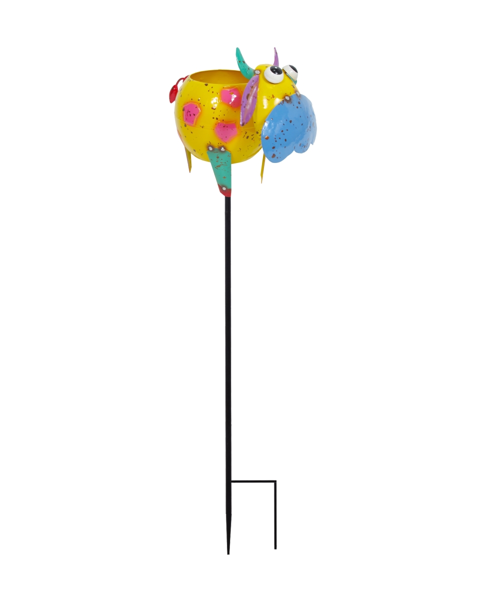 Colorful Enameled Metal Cow Mini Planter Stake