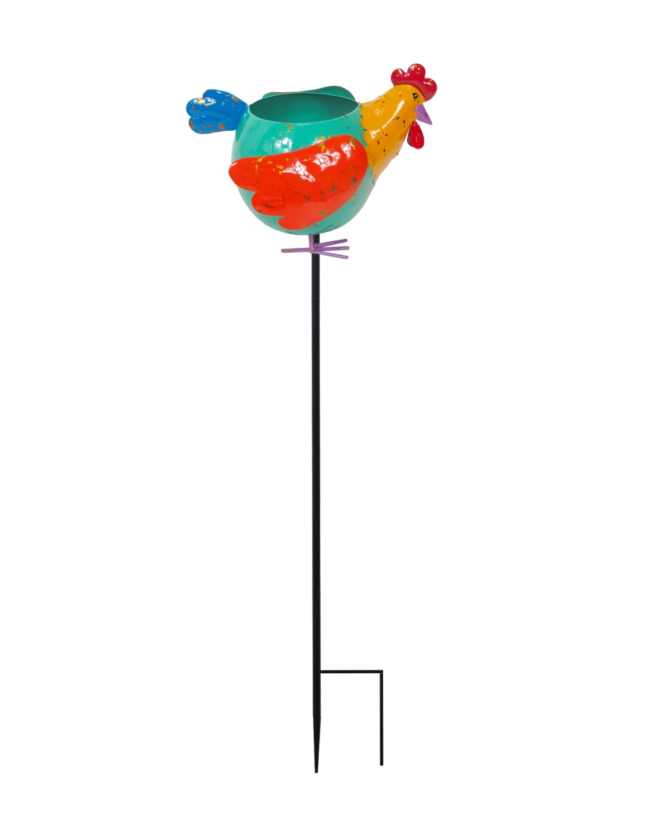 Colorful Enameled Metal Chicken Mini Planter Stake