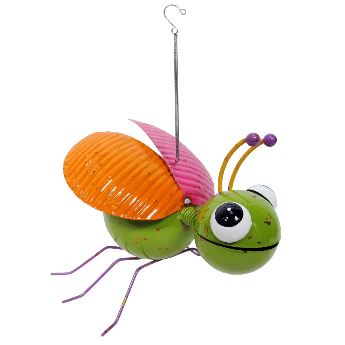 Hanging Colorful Enameled Metal Bouncing Bug Ornament