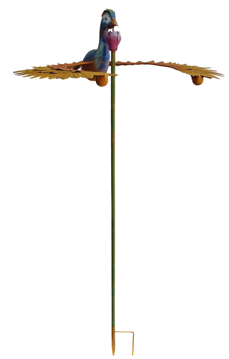 18901 Kinetic Metal Floating Peacock Balancer Stake - Rustic