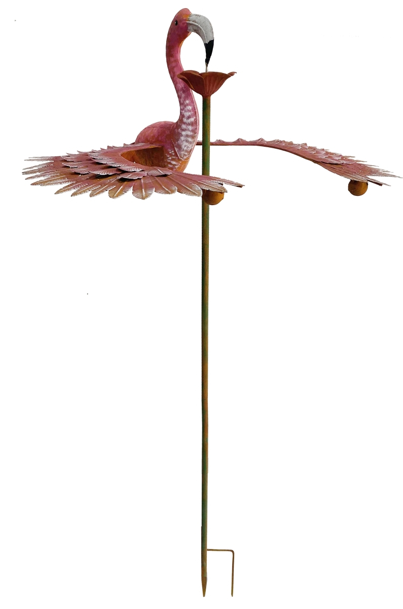 Kinetic Metal Floating Flamingo Balancer Stake - Rustic