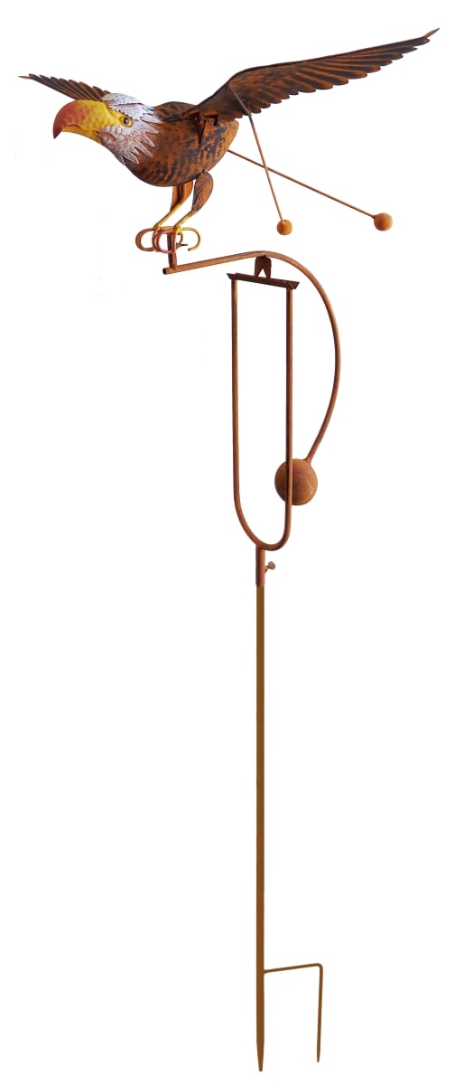 19976 Rustic Kinetic Metal Single Eagle Rocker Stake