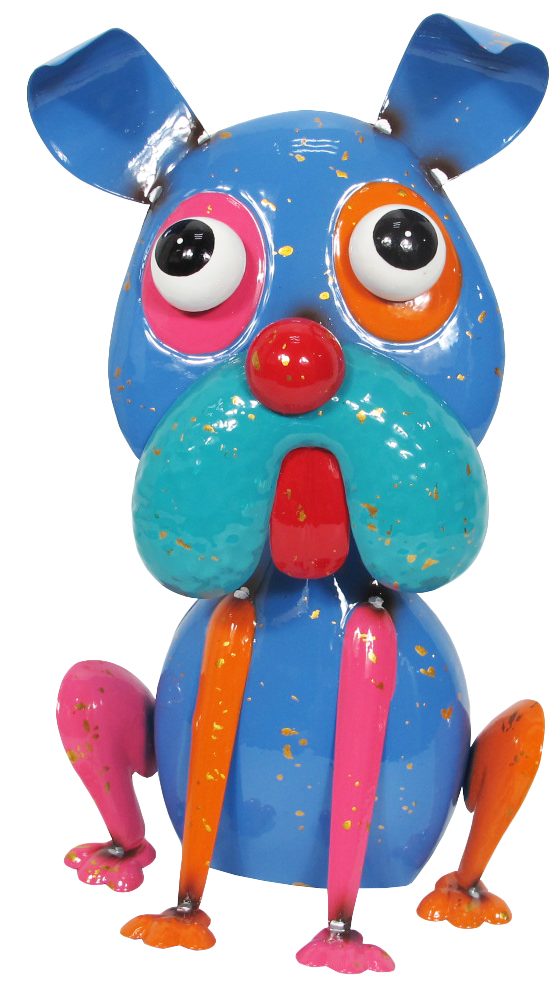21233 Colorful Enameled Metal Dog Statue - Blue