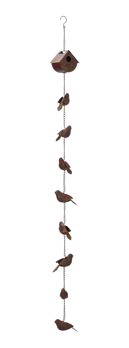 Picture of Continental Art Center 20422 Rustic Metal Birds & Bird House Rain Chain - Rust