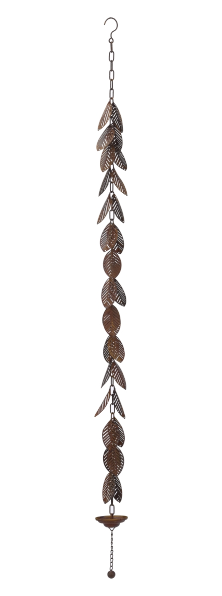 Picture of Continental Art Center 20425 Rustic Metal Tropical Leaves Rain Chain - Rust