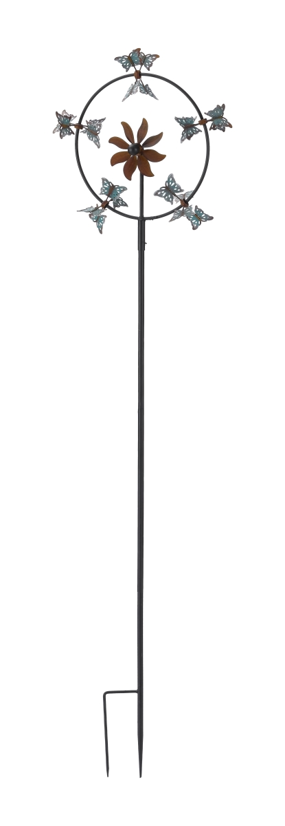 20390 Rustic Metal Butterfly Spinner Stake - Multi Color