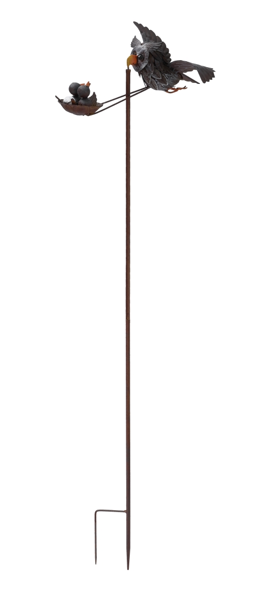 20313 Rustic Kinetic Metal Spinning Owl with 2 Owlets Stake - Multi Color