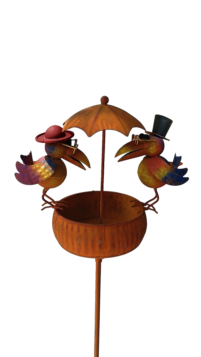 Picture of Continental Art Center 5484A Rustic Metal Old Crow Feeder Stake