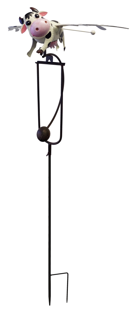 19967 Rustic Metal Flying Cow Rocker Stake