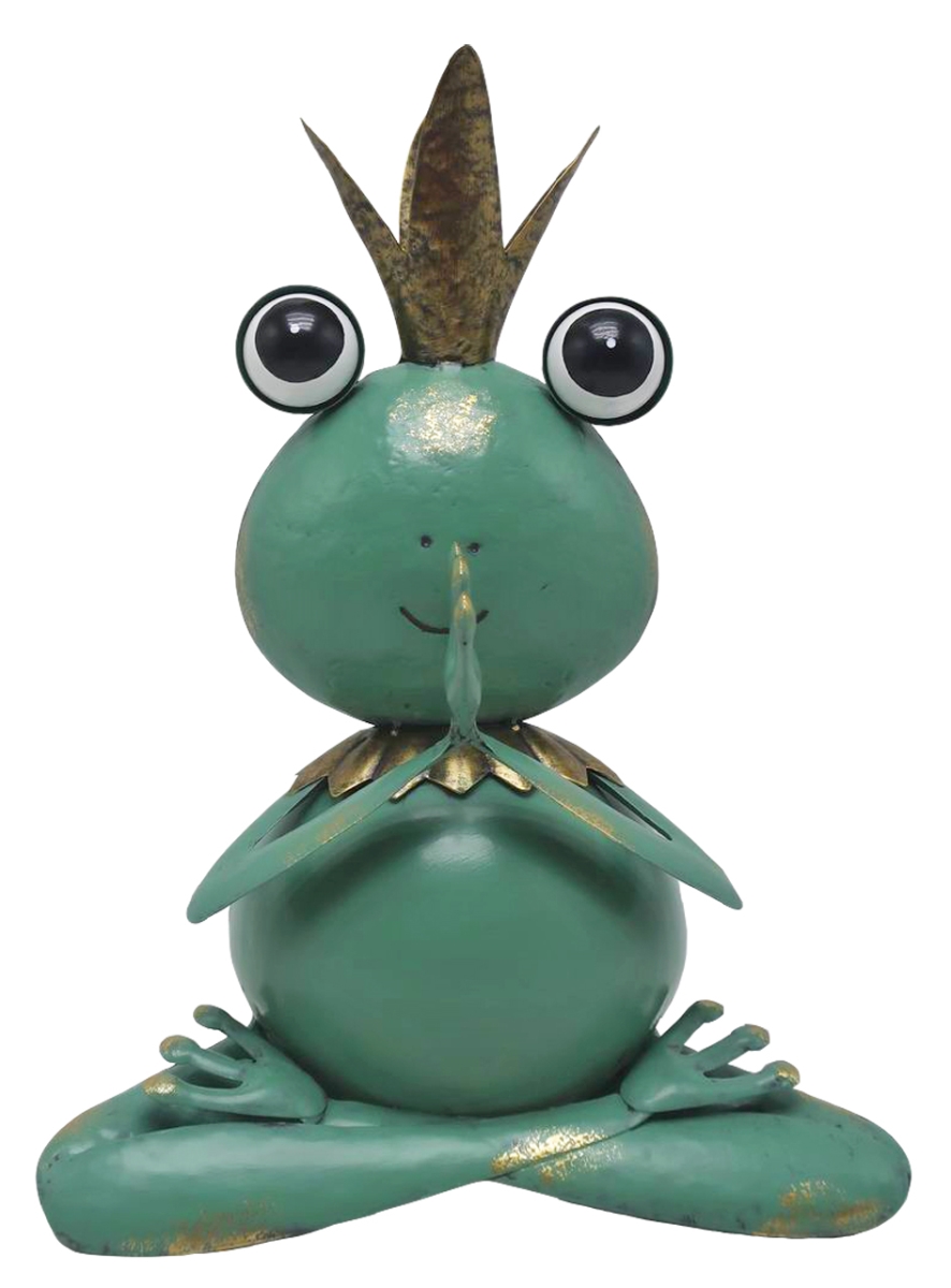24180 Colorful Enameled Metal Statue-Praying Frog