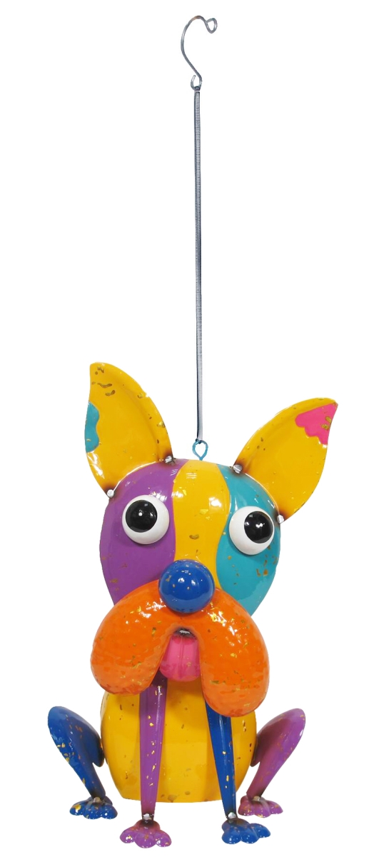 23760 Hanging Colorful Enameled Metal Bouncing Dog Statue