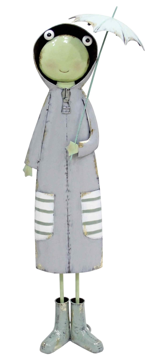 102962 Metal Frog in a Raincoat Statue - Stripes