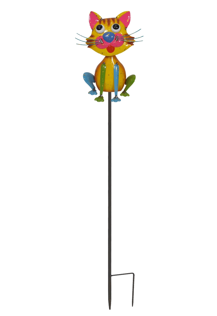 23759S Colorful Enameled Metal Cat Garden Stake