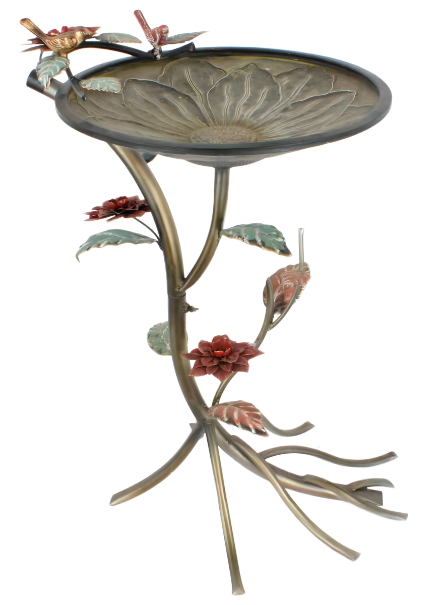 Picture of Continental Art Center 20A0273 Decorative Metal Bird Bath with Flower Pattern Center and Tree Branch Stand