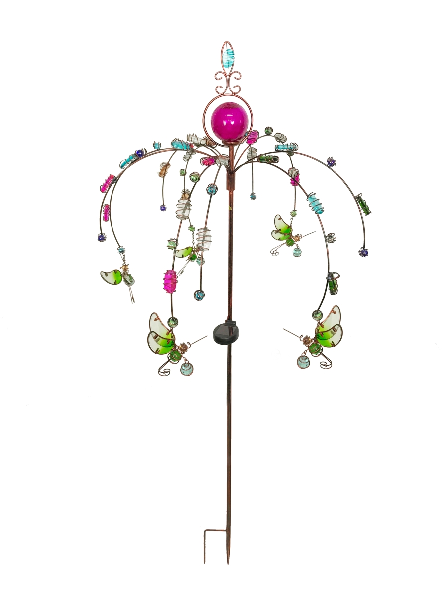 Picture of Continental Art Center 519  Solar Lighted Garden Stake With Beaded Ornaments Hummingbirds