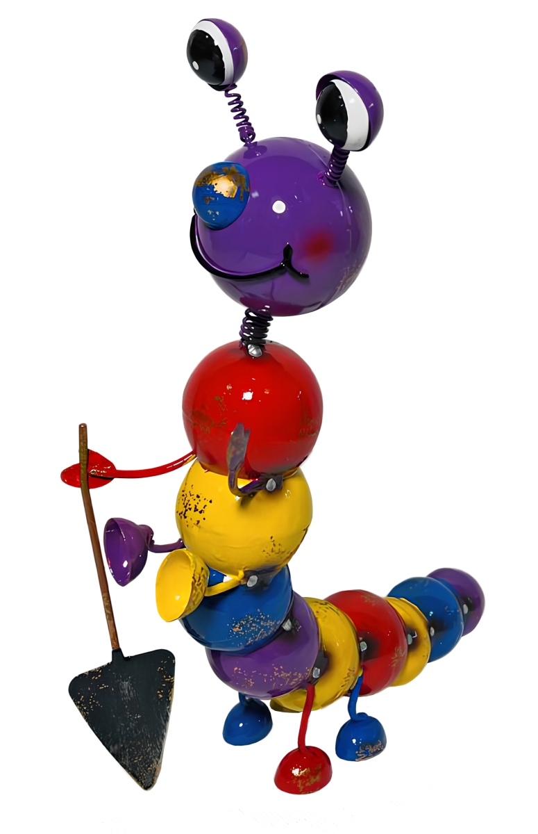 Purple Face Caterpillar Garden Statue - Multi Color - Small - Lightweight