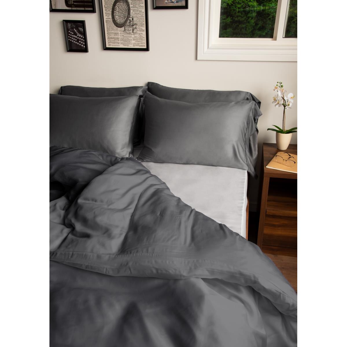 UNB-500-8591 All Seasons Bamboo Comforter Cover for Queen Size Bed, Pewter -  Signature Home