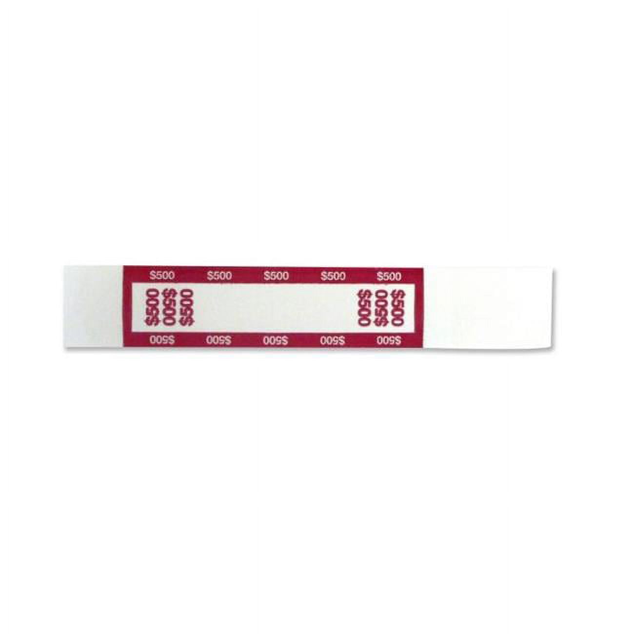Picture of Controltek 560019 Dollar 500 Fives Bleached White Kraft Bill Strap&#44; Red - 1000 per Box