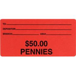 Picture of Controltek 550000 2 x 4 in. Dollar 50 Pennies Self Adhesive Label for Coinlok Bag - 100 per Box